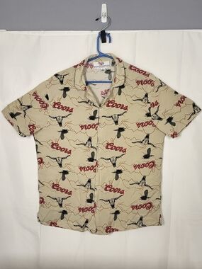 Coors Beige Short-Sleeve Button-Down Camp Shirt - Men's